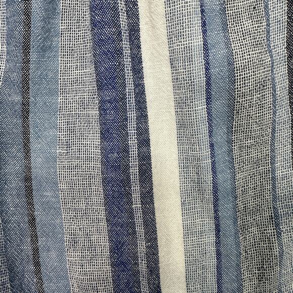 Briggs Linen Blend Short WMNS M Blue White Striped Pull On Elastic Waist Pocket - Picture 4 of 8